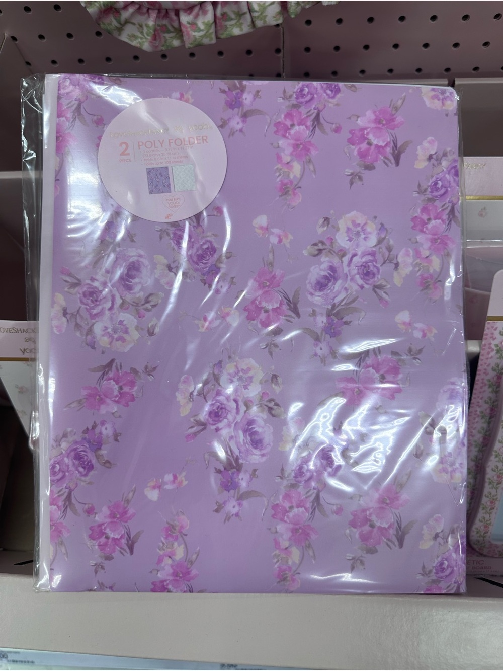 Love Shack Fancy Purple Floral Lavender Poly and Pink Bow Folder - 2 Pack